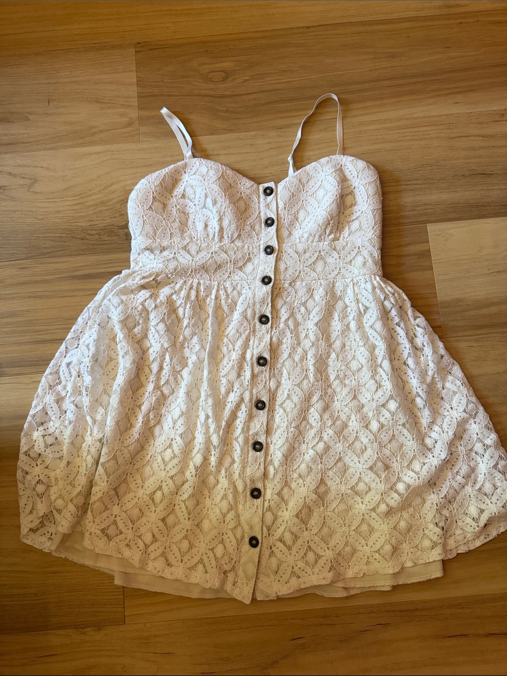 Trixxi White Lace Button-Front Sundress